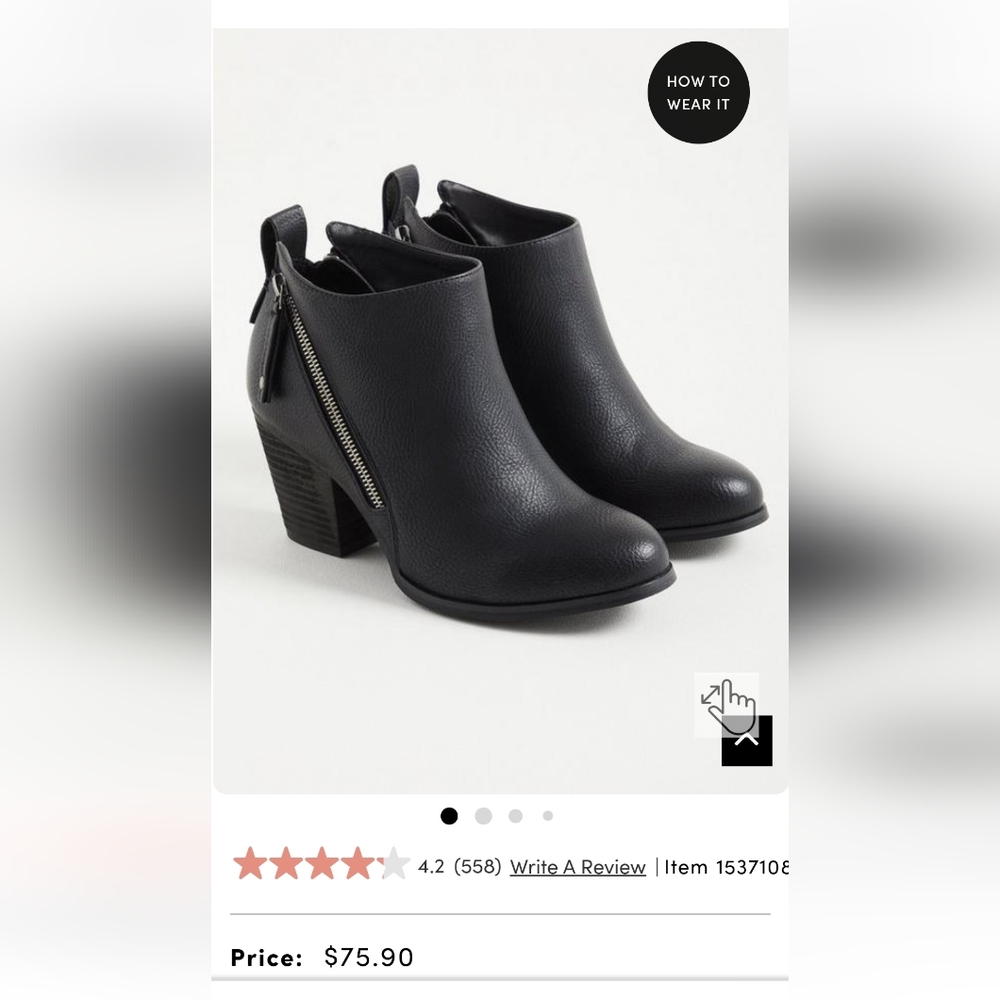 Torrid Side Zip Heel Bootie Size 10WW - Picture 10 of 11